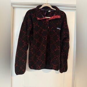 Patagonia Synchilla Vintage 1994 red black Snow Vibe Print T-Snap Fleece Medium